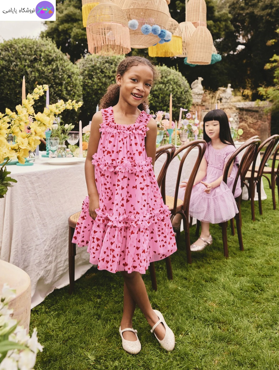 پیراهن توری قلبی دخترانه next